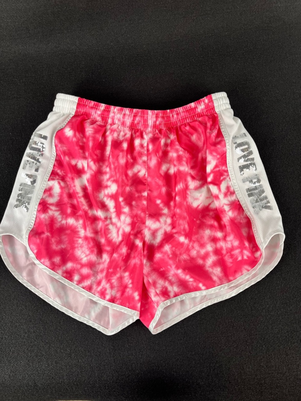 Victoria's Secret PINK Pink Tie Dye Sequin Embellished Lined Running Shorts Sz S